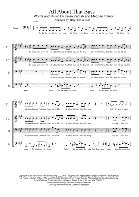 Free Sheet Music All About That Bass Ttbb