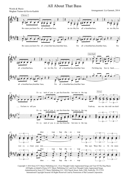 Free Sheet Music All About That Bass