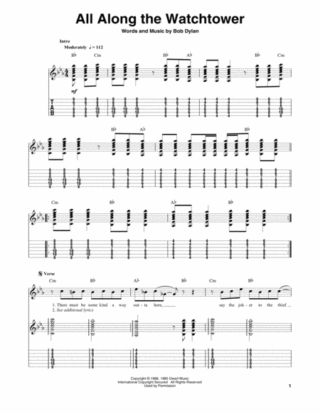 All Along The Watchtower Sheet Music