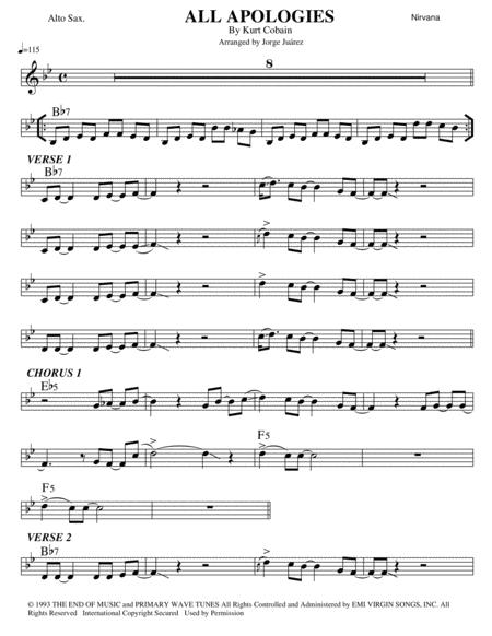 All Apologies Alto Sax Sheet Music