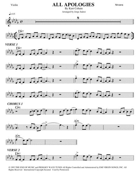 Free Sheet Music All Apologies Violin