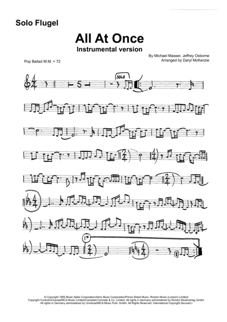 All At Once Instrumental 3 Horns Rhythm Section Sheet Music