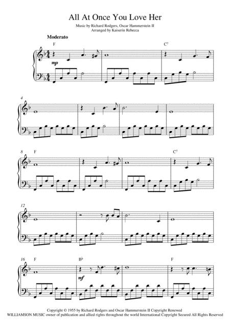 Free Sheet Music All At Once You Love Her Piano Solo With Chords
