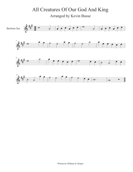 All Creatures Of Our God And King Bari Sax Sheet Music