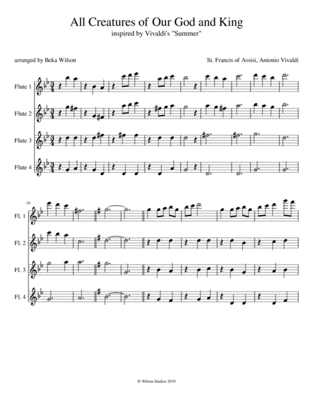 All Creatures Of Our God And King With Vivaldis Summer Sheet Music