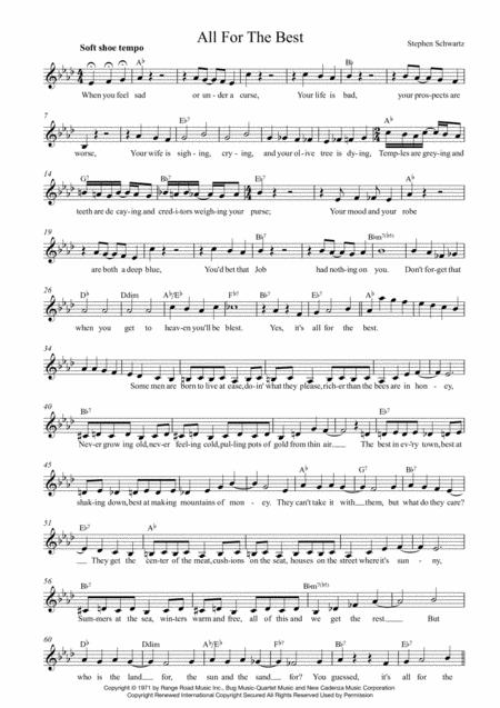 All For The Best Two Part Lead Sheet For Singalongs Sheet Music