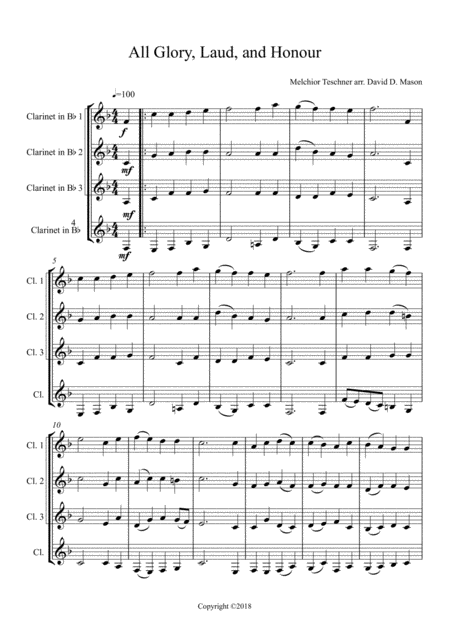 All Glory Laud And Honour Sheet Music