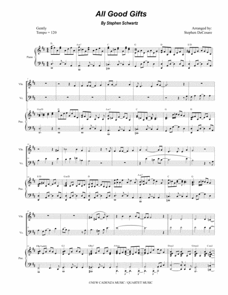 All Good Gifts From Godspell Duet For Violin And Cello Sheet Music