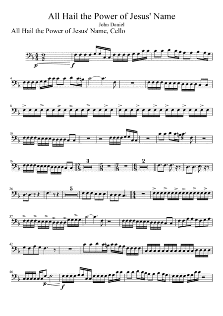 All Hail The Power Of Jesus Name Cello Sheet Music