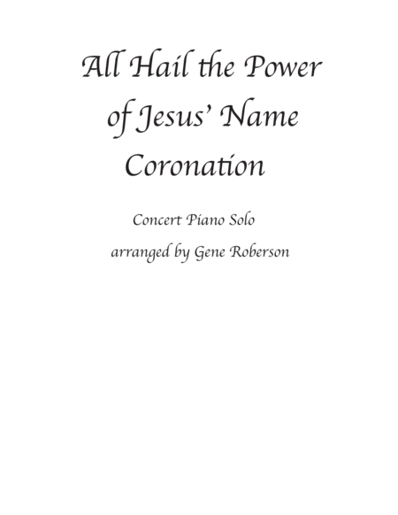 All Hail The Power Of Jesus Name Concert Piano Solo Sheet Music