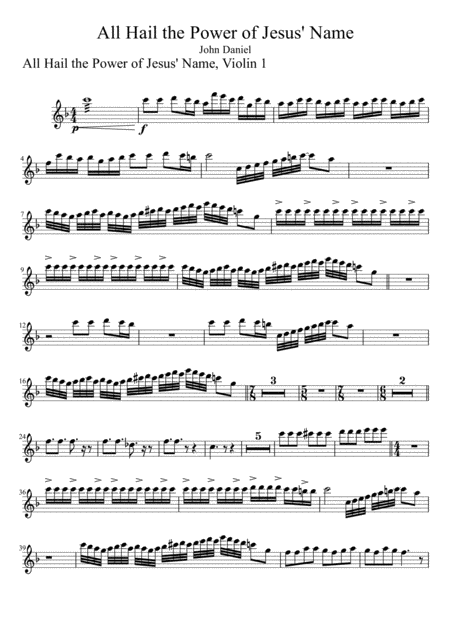 Free Sheet Music All Hail The Power Of Jesus Name Violin 1