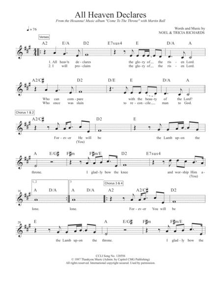 Free Sheet Music All Heaven Declares