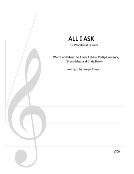 Free Sheet Music All I Ask Woodwind Quintet