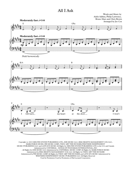 Free Sheet Music All I Ask