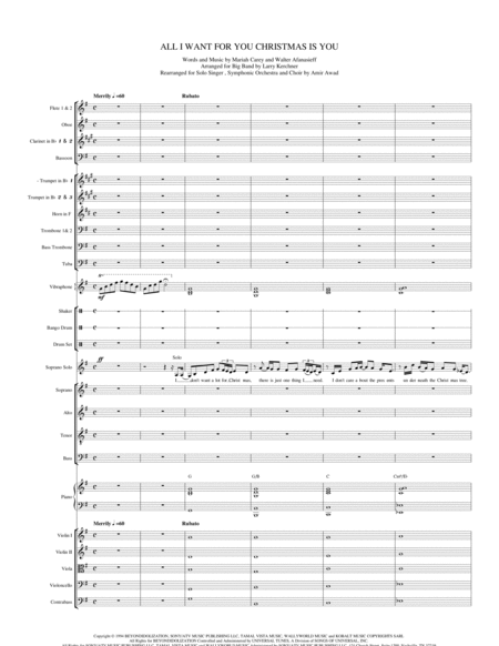Free Sheet Music All I Want For Christmas Is You Arranged For Solo Singer With Symphonic Orchestra And Satb Choir