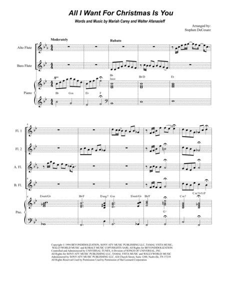 All I Want For Christmas Is You For Flute Choir Sheet Music