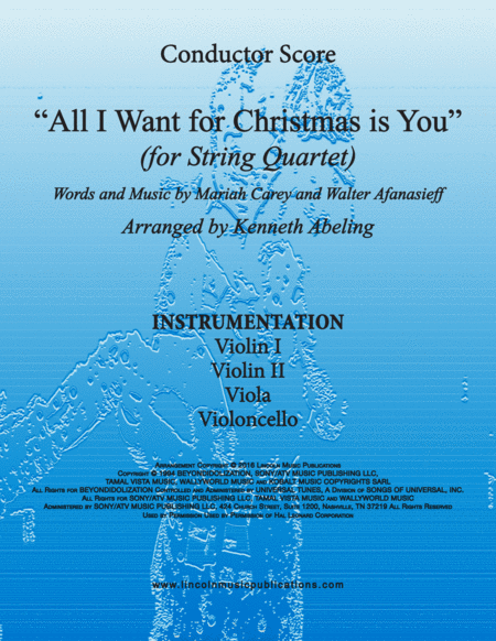 All I Want For Christmas Is You For String Quartet Sheet Music