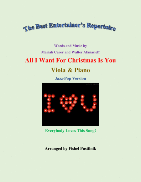 All I Want For Christmas Is You For Viola And Piano Video Sheet Music