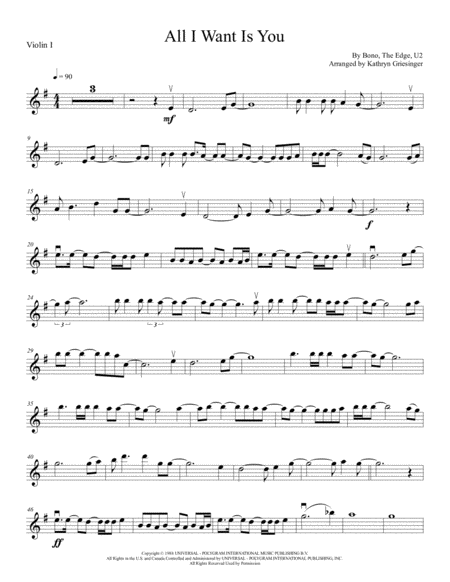 All I Want Is You String Quartet Sheet Music