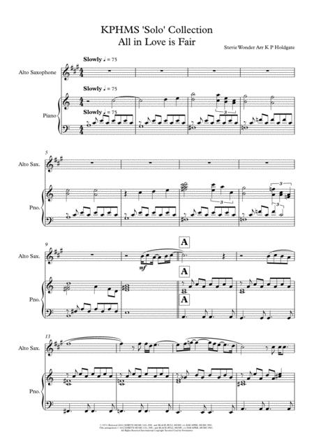 All In Love Is Fair Solo For Alto Sax Piano In C Major Sheet Music