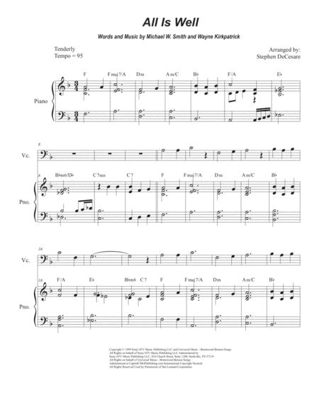 All Is Well Cello Solo And Piano Sheet Music