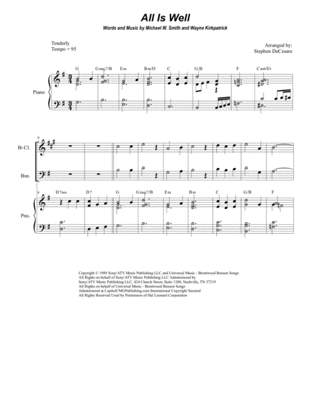 Free Sheet Music All Is Well For Woodwind Quartet