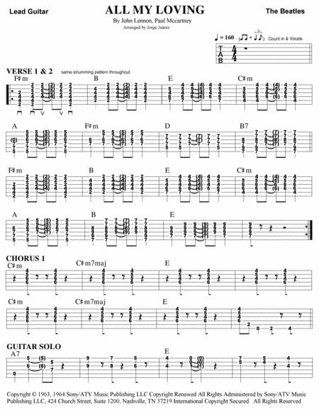 All My Loving Guitar Tab Sheet Music