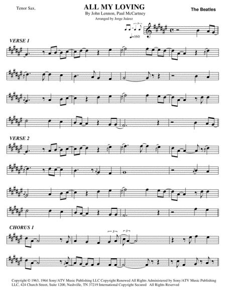 Free Sheet Music All My Loving Tenor Sax