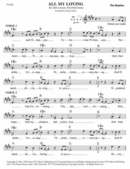 Free Sheet Music All My Loving Vocals