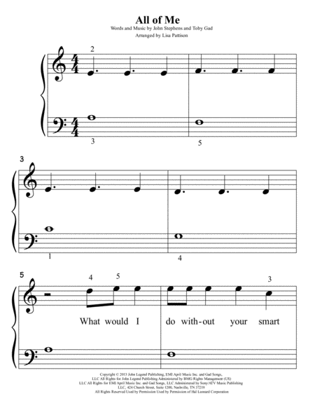 All Of Me Easy Piano Sheet Music