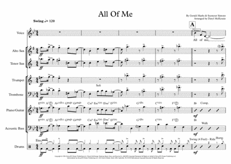 All Of Me Eight Piece Band Male Vocal Key Of Bb Sheet Music