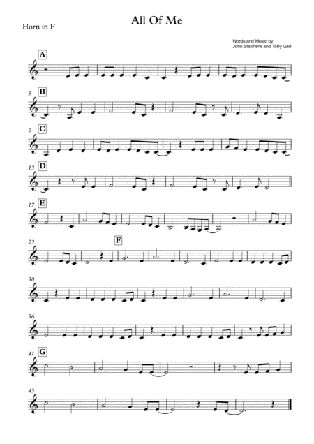 Free Sheet Music All Of Me French Horn