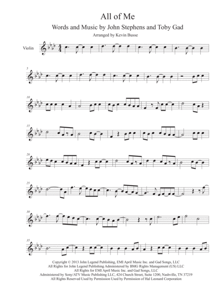 All Of Me Original Key Violin Sheet Music