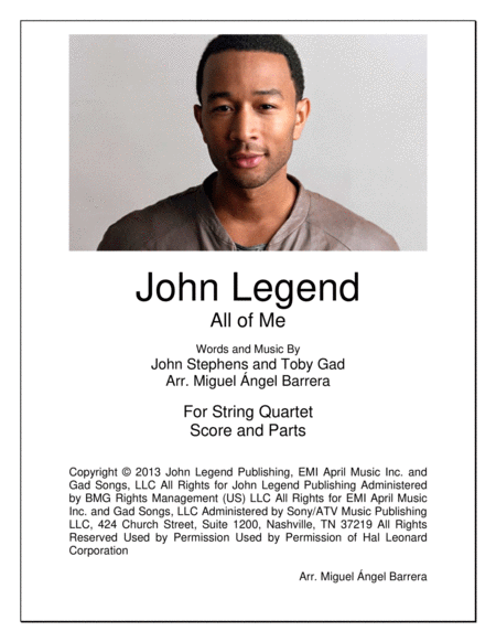 Free Sheet Music All Of Me String Quartet John Legend