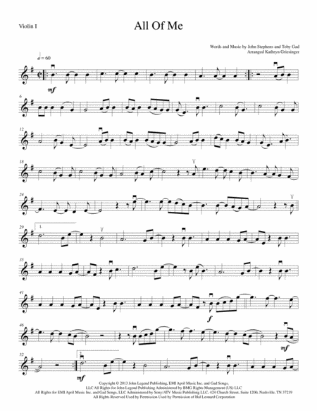 Free Sheet Music All Of Me String Quartet