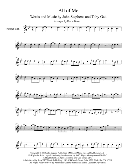 Free Sheet Music All Of Me Trumpet