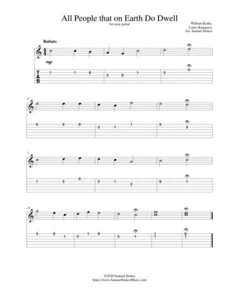 All People That On Earth Do Dwell For Easy Guitar With Tab Sheet Music