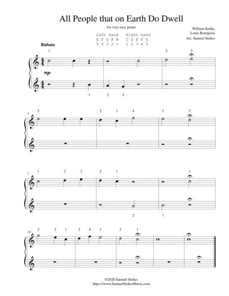 All People That On Earth Do Dwell For Very Easy Piano Sheet Music