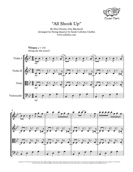 All Shook Up String Quartet Elvis Presley Arr Cellobat Sheet Music