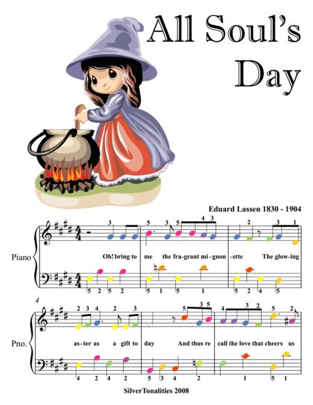 All Soul Day Easy Piano Sheet Music With Colored Notes Sheet Music