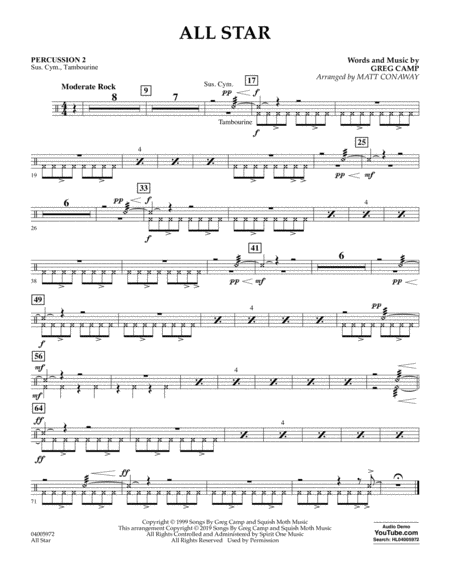 Free Sheet Music All Star Arr Matt Conaway Percussion 2