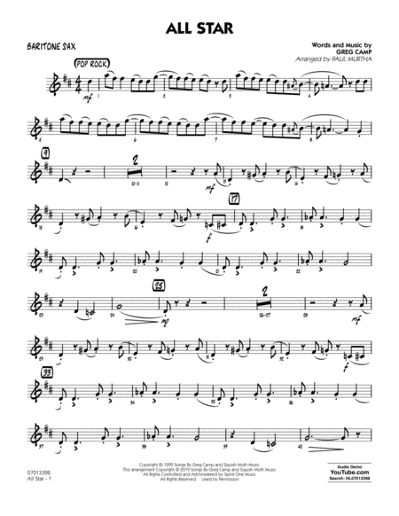 All Star Arr Paul Murtha Baritone Sax Sheet Music