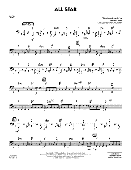 Free Sheet Music All Star Arr Paul Murtha Bass