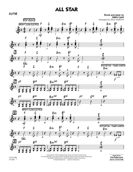 Free Sheet Music All Star Arr Paul Murtha Guitar