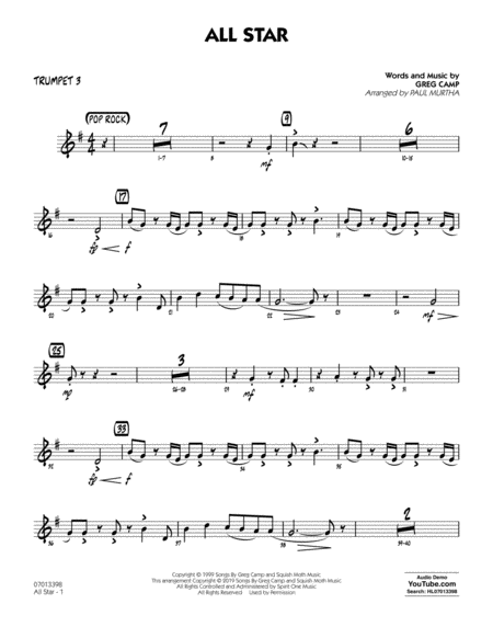 All Star Arr Paul Murtha Trumpet 3 Sheet Music