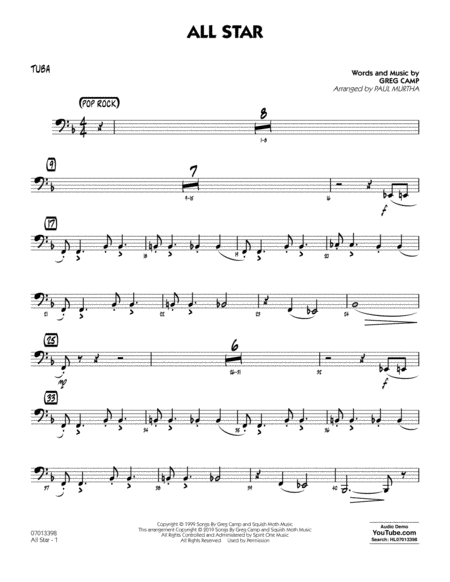 All Star Arr Paul Murtha Tuba Sheet Music