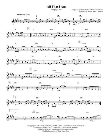 Free Sheet Music All That I Am Lead Sheet Joe