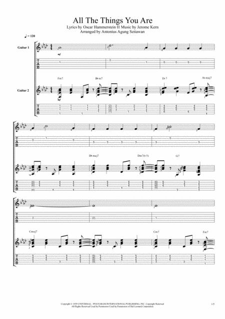 All The Things You Are Duet Guitar Tablature Sheet Music