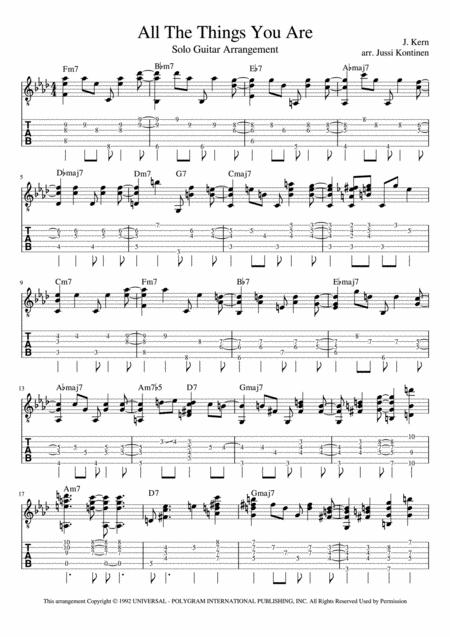 Free Sheet Music All The Things You Are Jazz Arrangement For Solo Guitar