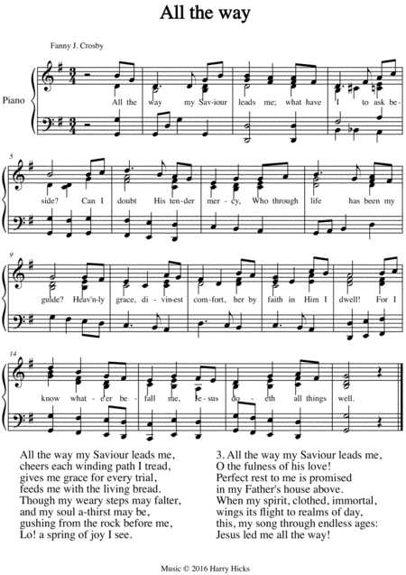 All The Way A New Tune To A Wonderful Fanny Crosby Hymn Sheet Music